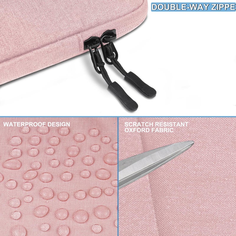 Naukay Laptop Sleeve Bag 13.3 inch  Shockproof Protective Computer Cover with Accessories Pocket  Portable Laptop Case Compatible with MacBook Air/Pro 13-13.3 inch  Compatible for MacBook Pro 14 inch  Pink - Image 5